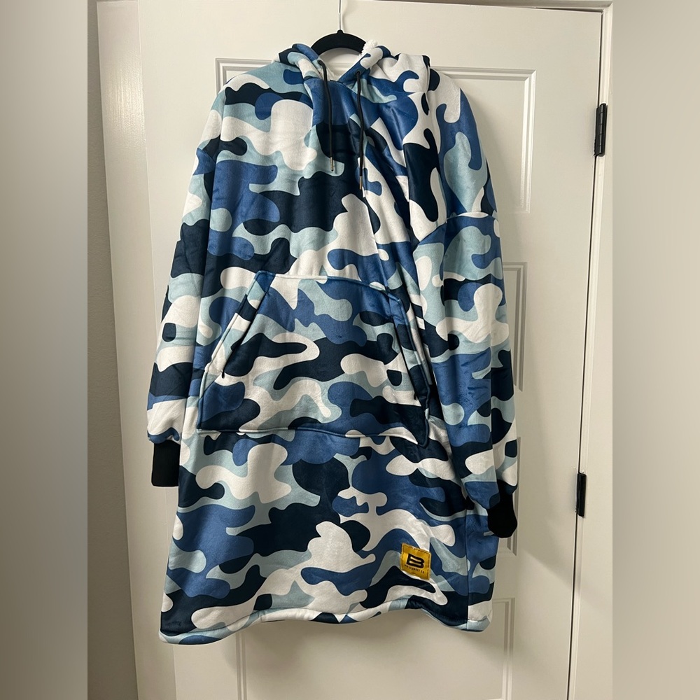 Blue Camouflage Oversized Hoodie Blanket - The Big Blanket